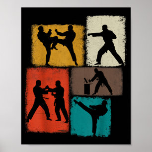 Poster Praticante de Taekwondo Colagem Homens Crianças Tr