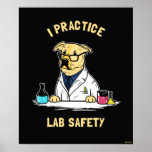 Poster Pratico segurança no laboratório<br><div class="desc">Um gráfico de cão "I Practice Lab Safety" desenhado por Creative mostra um labrador ouro em um laboratório! Isso faz um presente excelente para a família, amigos ou um presente para você mesmo! Este gráfico engraçado é um excelente adicional ao estilo de qualquer um. Criativo é um criador líder e...</div>