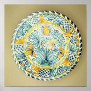 Póster Prato 'Bluedash' Delftware, cerâmica Lambeth