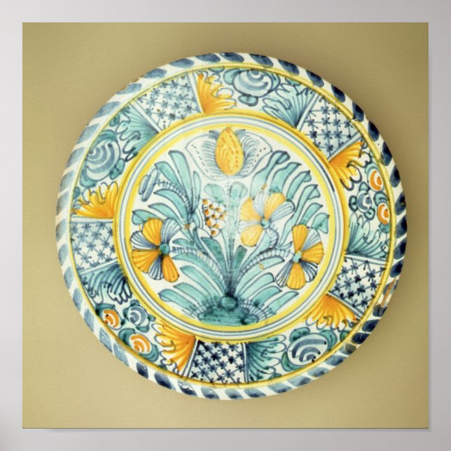 Póster Prato 'Bluedash' Delftware, cerâmica Lambeth (Frente)