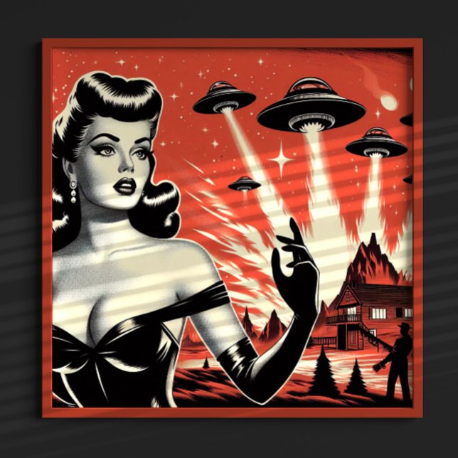Poster Prato Voador Vintage Pin-up (Criador carregado)