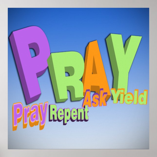 PÓSTER PRAY ACRONYM - PRAY REPENT ASK YIELD (Frente)