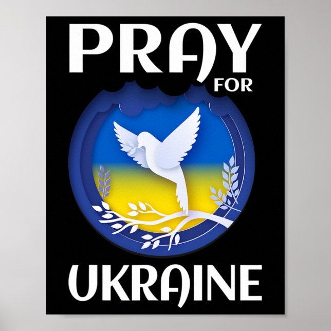 Poster Pray For Ukraine Support Ukrainian  (Frente)