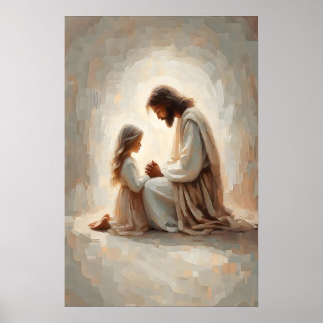 Poster Pray With Me Jesus and Girl Praying Jesus and Kids (Frente)