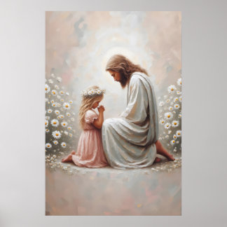 Poster Pray With You Jesus and Girl Jesus and Kids Christ