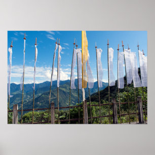 Poster Prayer Flags nas montanhas orientais do Butão