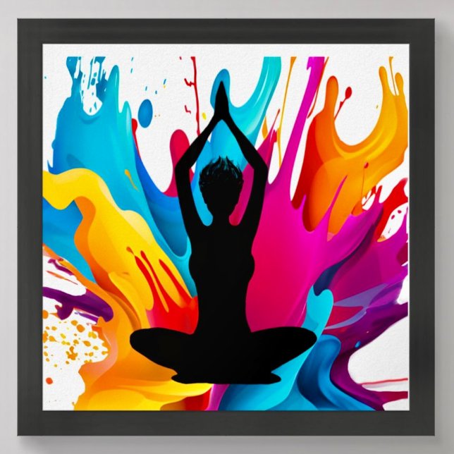 Poster Prayer Pose Yoga mulher pingou o cabelo Cor espiri (Criador carregado)