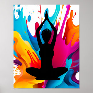 Poster Prayer Pose Yoga mulher pingou o cabelo Cor espiri