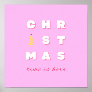 Poster Pré-disquete de decoração de férias cor-de-rosa co