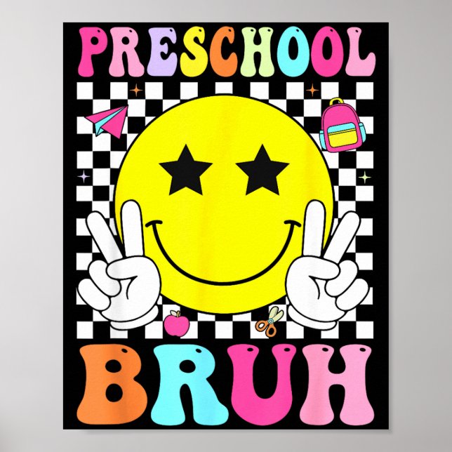 Poster Pré-escola bruh sorriso retrô de volta à escola (Frente)