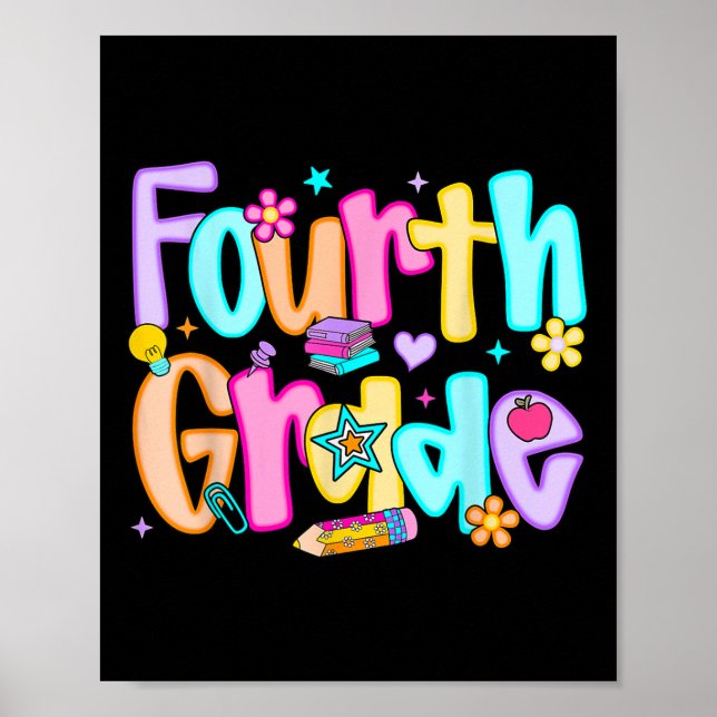 Poster Pré-escolar da quarta série de volta às aulas 4ª s (Frente)
