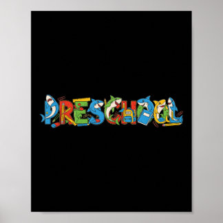 Poster Pré-Escolas Engraçadas De Tubarão Pré-K De Volta À