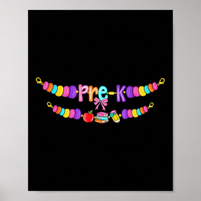 Poster Pré-k De Volta À Escola Bracelete Meninas De Profe (Frente)