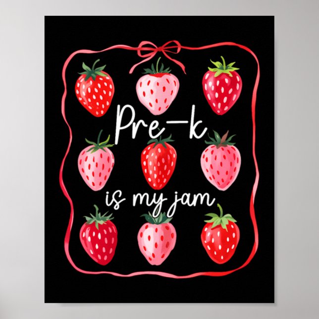 Poster Pré K é minha paixão Morango Fruta Professor Aluno (Frente)