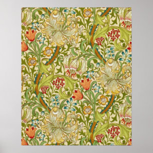 Poster Pre-Raphaelite dourado do vintage do lírio de