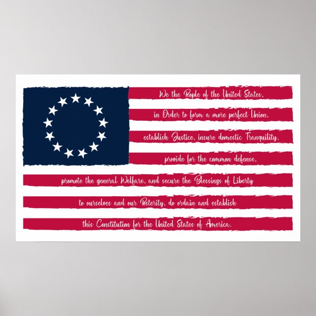 Poster Preâmbulo da Constituição Betsy Ross Flag (Frente)