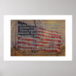 Poster Preâmbulo da Constituição dos EUA sobre Fundo Text