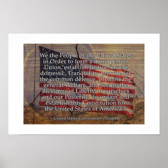 Poster Preâmbulo da Constituição dos EUA sobre Fundo Text (Frente)