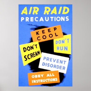 Póster Precauções da ataque aérea repentina