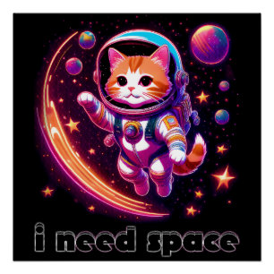 Póster Preciso De Gato Espacial