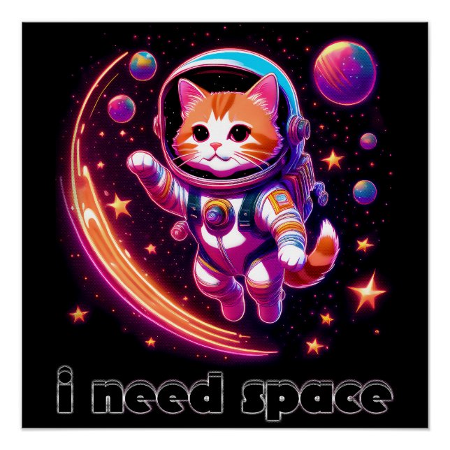Póster Preciso De Gato Espacial (Frente)
