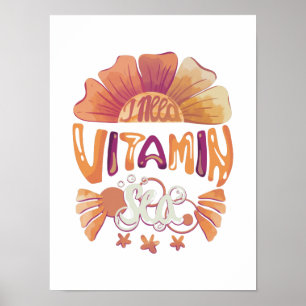 Poster Preciso de Vitamina Mar: Escapada do Pôr do Sol co