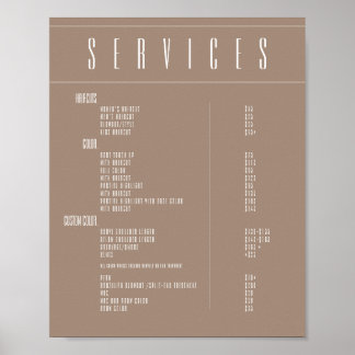 Poster Preços do salão