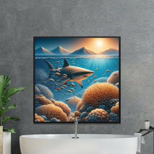 Poster Predador Majestoso: Tubarões - Dança Oceânica