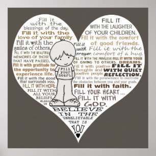 Póster Preencha o seu castanho escuro pelo coração