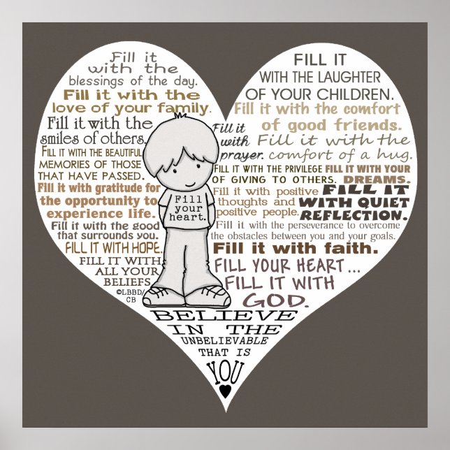 Póster Preencha o seu castanho escuro pelo coração (Frente)