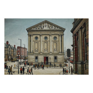 Póster Prefeitura de Todmorden em estilo Lowry