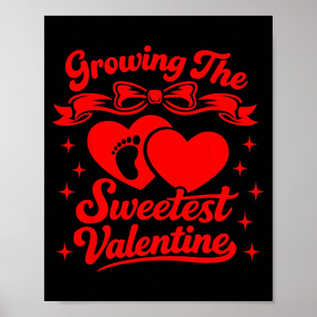 Poster Pregnancy Announcement Growing The Sweetest Valent (Frente)