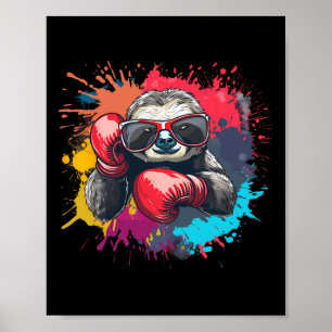 Poster Preguiça Boxeadora Com Luvas de Boxe Kickboxing En