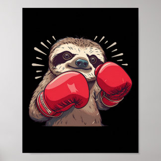 Poster Preguiça de Boxe Com Luvas de Boxe Kickboxing Engr
