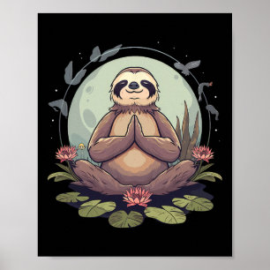 Poster Preguiça Meditação Budista Yoga Zen Natureza de Bu