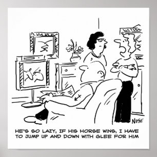 Poster Preguiçoso assiste corridas de cavalos na televisã