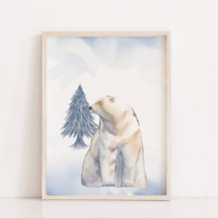 Poster Preguiçoso Decor de Muro do Urso Polar Ártico no i