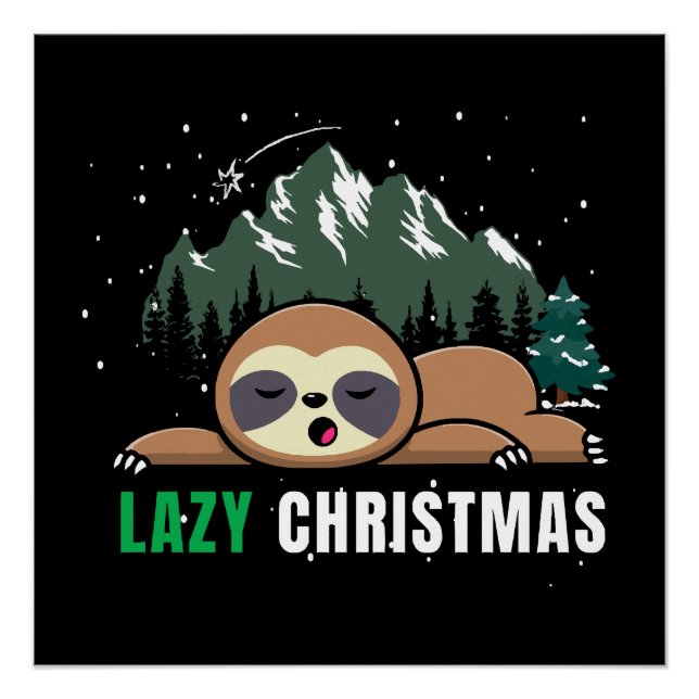 Póster Preguiçoso Sloth de Natal Engraçado (Frente)