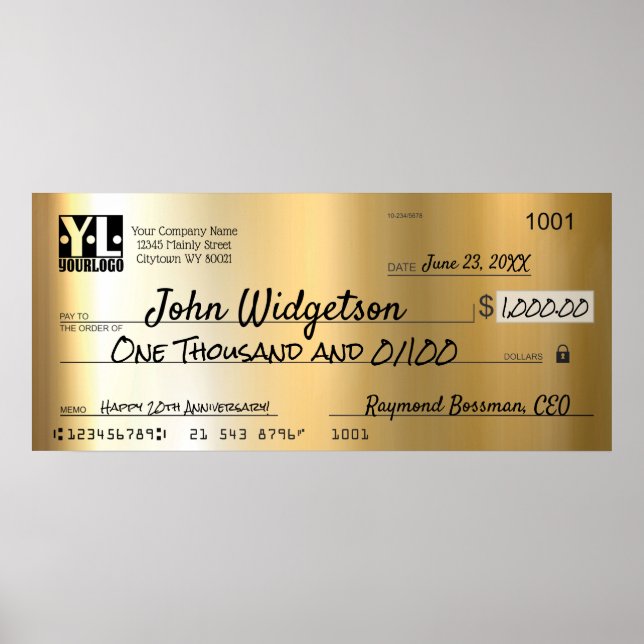 Poster Prêmio de bônus de caridade de cheque de apresenta (Frente)