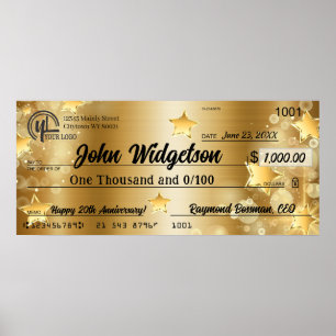 Poster Prêmio de bônus de caridade de cheque de apresenta