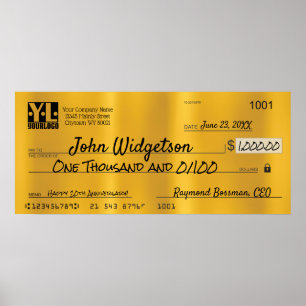 Poster Prêmio de bônus de caridade de cheque de apresenta