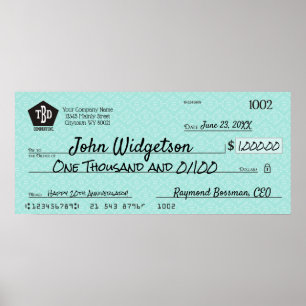 Poster Prêmio de bônus de caridade de cheque de apresenta