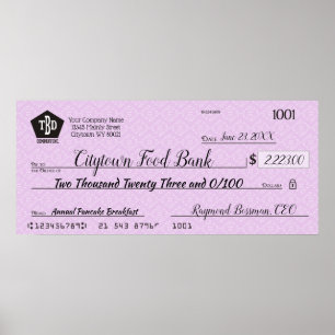 Poster Prêmio de bônus de caridade de cheque de apresenta