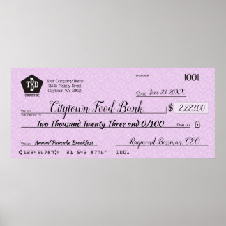 Poster Prêmio de bônus de caridade de cheque de apresenta