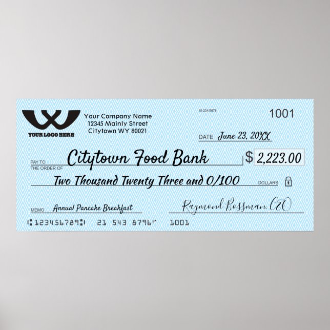 Poster Prêmio de bônus de caridade de cheque de apresenta (Frente)