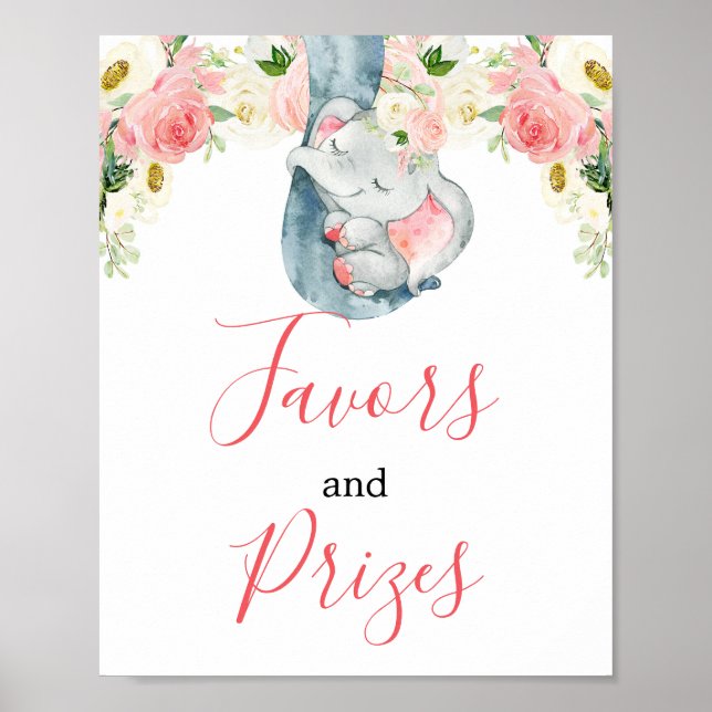 Poster Prêmio de elefante de menina rosa-pincelada (Frente)