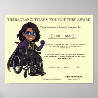 Poster Prêmio de Motivação Super-Herói de Terapia Pediátr