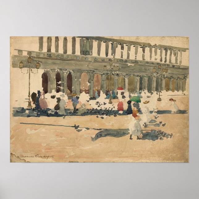 Poster Prendergast - Café Florian em Veneza 1898 (Frente)