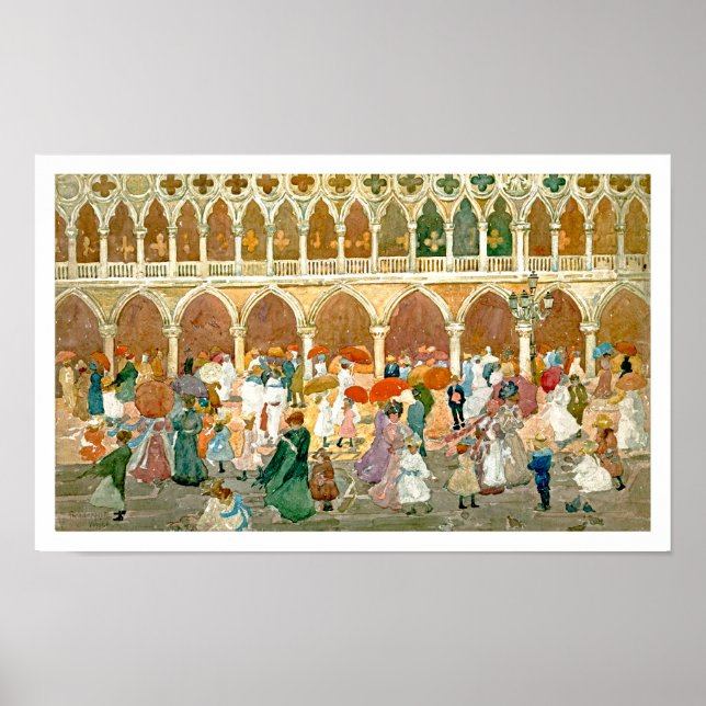 Póster Prendergast: Luz do sol em Ruas. Quadrado de Mark (Frente)