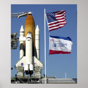 Póster Preparações de Colômbia do vaivém espacial
